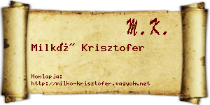 Milkó Krisztofer névjegykártya